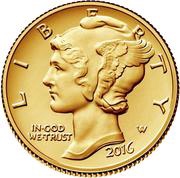 1 Dime Mercury Dime Gold Commemorative obverse image