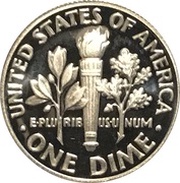 1 Dime "Roosevelt Dime" Silver Proof, United States, 2019-2024 reverse image