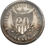 20 Cents "1875" Pattern; silver, United States, 1875 reverse image