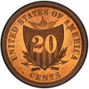 20 Cents "1875" Pattern; copper, United States, 1875 reverse image