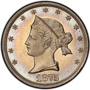 20 Cents "1875" Pattern; nickel obverse image