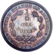 20 Cents "1875⅕ Dollar" Pattern; silver, United States, 1875 reverse image