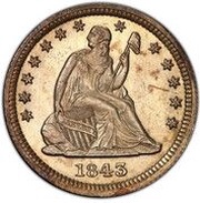 ¼ Dollar "Seated Liberty Quarter" without motto obverse image