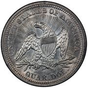 ¼ Dollar "Seated Liberty Quarter" without motto, with rays and date arrows, United States, 1853 reverse image