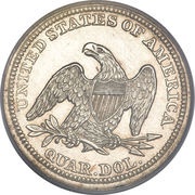 ¼ Dollar "Seated Liberty Quarter" without motto, with date arrows, United States, 1854-1855 reverse image