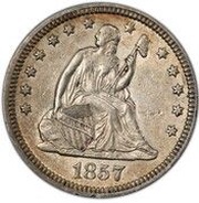 ¼ Dollar "Seated Liberty Quarter" without motto, reduced weight obverse image