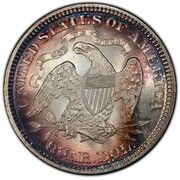 ¼ Dollar "Seated Liberty Quarter" with motto, w/o date arrows, United States, 1866-1873 reverse image