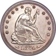 ¼ Dollar "Seated Liberty Quarter" with motto; with date arrows obverse image