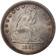 ¼ Dollar "Seated Liberty Quarter" with motto, increased weight obverse image