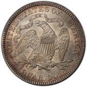 ¼ Dollar "Seated Liberty Quarter" with motto, increased weight, United States, 1875-1891 reverse image