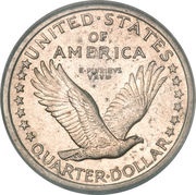 ¼ Dollar "Standing Liberty Quarter" No Stars Below Eagle, United States, 1916-1917 reverse image