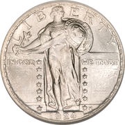 ¼ Dollar "Standing Liberty Quarter" Stars Below Eagle obverse image