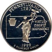 ¼ Dollar "Washington Quarter" Pennsylvania, United States, 1999 reverse image