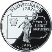 ¼ Dollar "Washington Quarter" Pennsylvania - Silver Proof reverse image