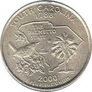 ¼ Dollar "Washington Quarter" South Carolina, United States, 2000 reverse image