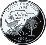 ¼ Dollar "Washington Quarter" South Carolina - Silver Proof reverse image