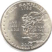 ¼ Dollar "Washington Quarter" New Hampshire, United States, 2000 reverse image