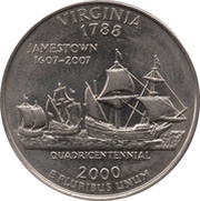 ¼ Dollar "Washington Quarter" Virginia, United States, 2000 reverse image