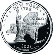 ¼ Dollar "Washington Quarter" New York - Silver Proof, United States, 2001 reverse image