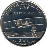 ¼ Dollar "Washington Quarter" North Carolina, United States, 2001 reverse image