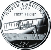 ¼ Dollar "Washington Quarter" North Carolina - Silver Proof, United States, 2001 reverse image