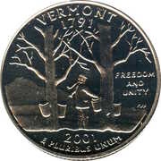¼ Dollar "Washington Quarter" Vermont, United States, 2001 reverse image