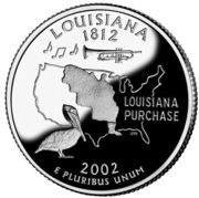 ¼ Dollar "Washington Quarter" Louisiana - Silver Proof, United States, 2002 reverse image
