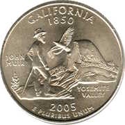 ¼ Dollar "Washington Quarter" California reverse image