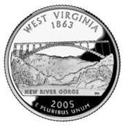 ¼ Dollar "Washington Quarter" West Virginia - Silver Proof, United States, 2005 reverse image