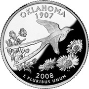 ¼ Dollar "Washington Quarter" Oklahoma - Silver Proof, United States, 2008 reverse image