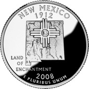¼ Dollar "Washington Quarter" New Mexico - Silver Proof, United States, 2008 reverse image