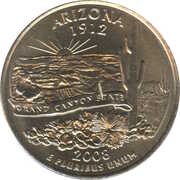 ¼ Dollar "Washington Quarter" Arizona, United States, 2008 reverse image