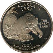 ¼ Dollar "Washington Quarter" Alaska, United States, 2008 reverse image