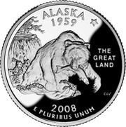 ¼ Dollar "Washington Quarter" Alaska - Silver Proof, United States, 2008 reverse image