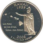 ¼ Dollar "Washington Quarter" Hawaii, United States, 2008 reverse image