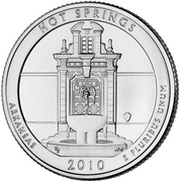 ¼ Dollar "Washington Quarter" Hot Springs, Arkansas - Silver Proof, United States, 2010 reverse image