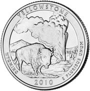 ¼ Dollar "Washington Quarter" Yellowstone, Wyoming - Silver Proof, United States, 2010 reverse image