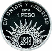 1 Peso Mar del Plata - Silver Proof Issue, Argentina, 2010 reverse image