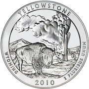¼ Dollar "Washington Quarter" Yellowstone National Park - Silver 5 oz Bullion, United States, 2010 reverse image
