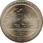 ¼ Dollar "Washington Quarter" Vicksburg National Military Park, Mississippi, United States, 2011 reverse image