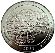 ¼ Dollar "Washington Quarter" Olympic National Park - Silver 5 oz Bullion, United States, 2011 reverse image