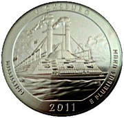 ¼ Dollar "Washington Quarter" Vicksburg National Military Park - Silver 5 oz Bullion, United States, 2011 reverse image