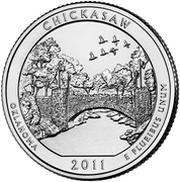 ¼ Dollar "Washington Quarter" Chickasaw National Recreation - Silver 5 oz Bullion, United States, 2011 reverse image