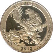 ¼ Dollar "Washington Quarter" El Yunque National Forest, Puerto Rico, United States, 2012 reverse image