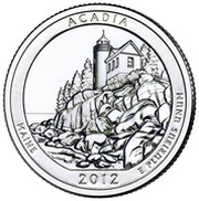 ¼ Dollar "Washington Quarter" Acadia National Park, Maine - Silver Proof, United States, 2012 reverse image