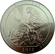 ¼ Dollar "Washington Quarter" El Yunque National Forest Puerto Rico - Silver 5 oz Bullion, United States, 2012 reverse image