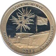 ¼ Dollar "Washington Quarter" Fort McHenry, Maryland, United States, 2013 reverse image