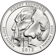 ¼ Dollar "Washington Quarter" Mount Rushmore - Silver Proof, United States, 2013 reverse image