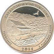¼ Dollar "Washington Quarter" Great Smoky Mountains, Tennessee, United States, 2014 reverse image