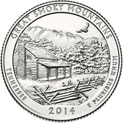 ¼ Dollar "Washington Quarter" Great Smoky Mountains National Park, Tennessee - Silver Proof, United States, 2014 reverse image